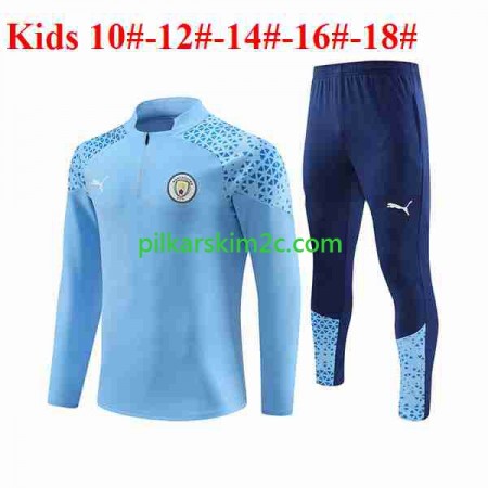 Manchester City Dziecięca Komplet Bluzy Treningowe Niebieski 2023/24